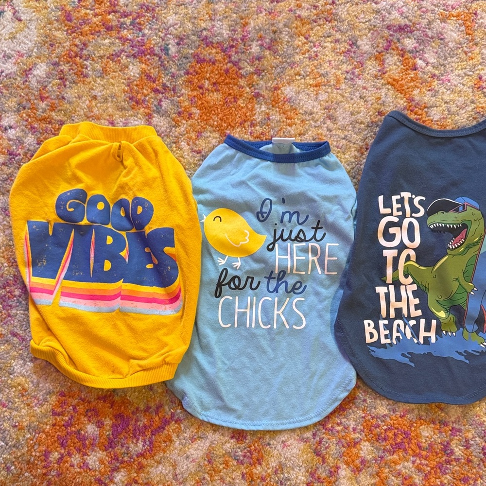Old Navy Dog Shirts - Yellow, Light Blue, Dark Blue